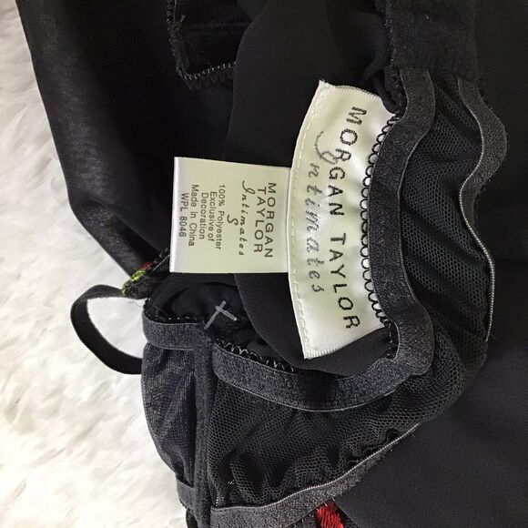 Morgan Taylor Women Vtg Sexy Black Sheer Babydoll nightgown & Thong  Sz. Sm NWT - Picture 9 of 10